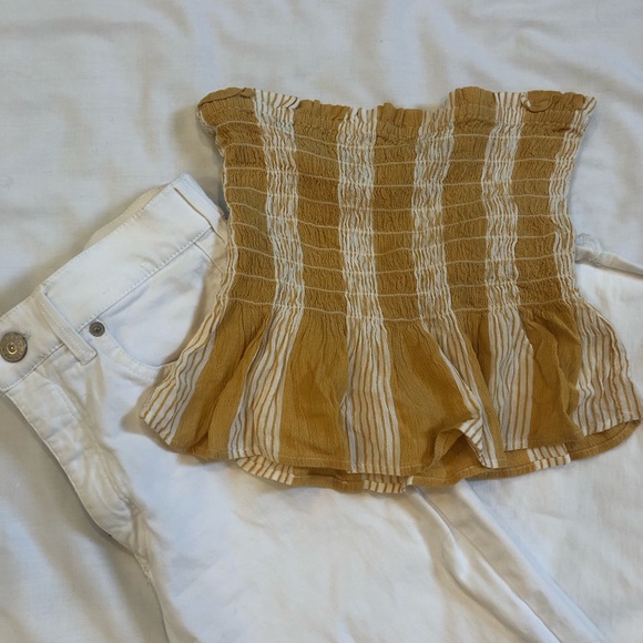 American Eagle Outfitters Tops - ❤️ LAST CALL American Eagle White & Yellow Striped Tube Top